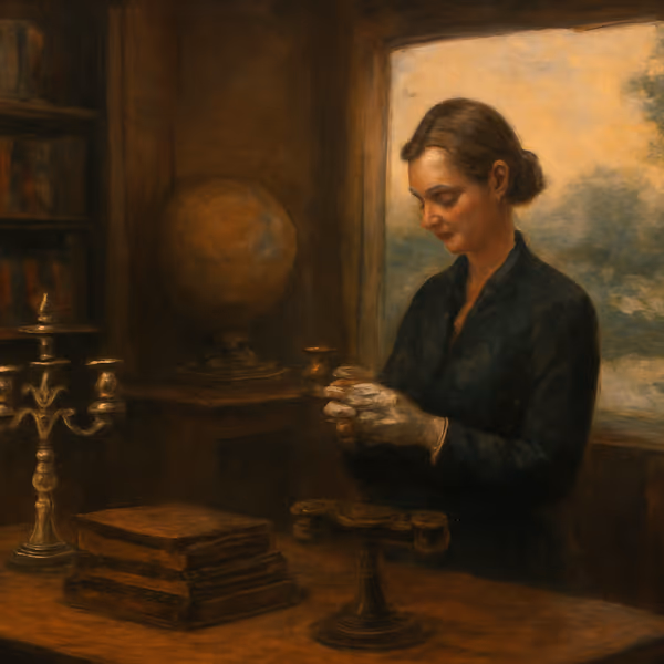 Oil painting evoking Authentication, escrow, and shipping for antiques