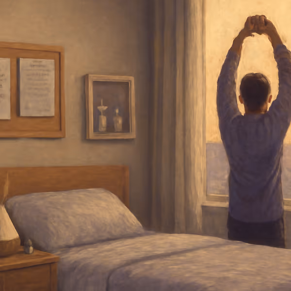 Oil painting evoking Daily habits with reminders and check-ins coaching for migraines