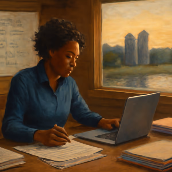 Oil painting evoking Difficult-conversation drafting for CFOs / agriculture