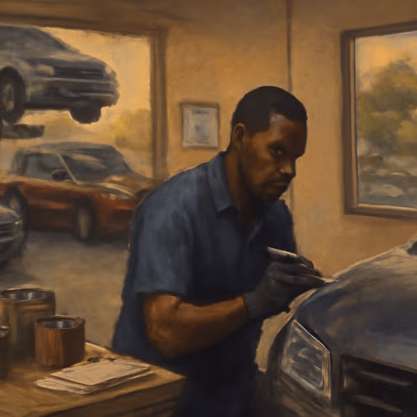 Oil painting evoking Lead follow-up autopilot for body shops