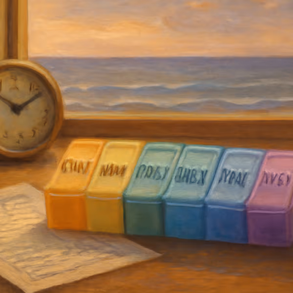Oil painting evoking Medications and flags missed doses tracking for chronic pain